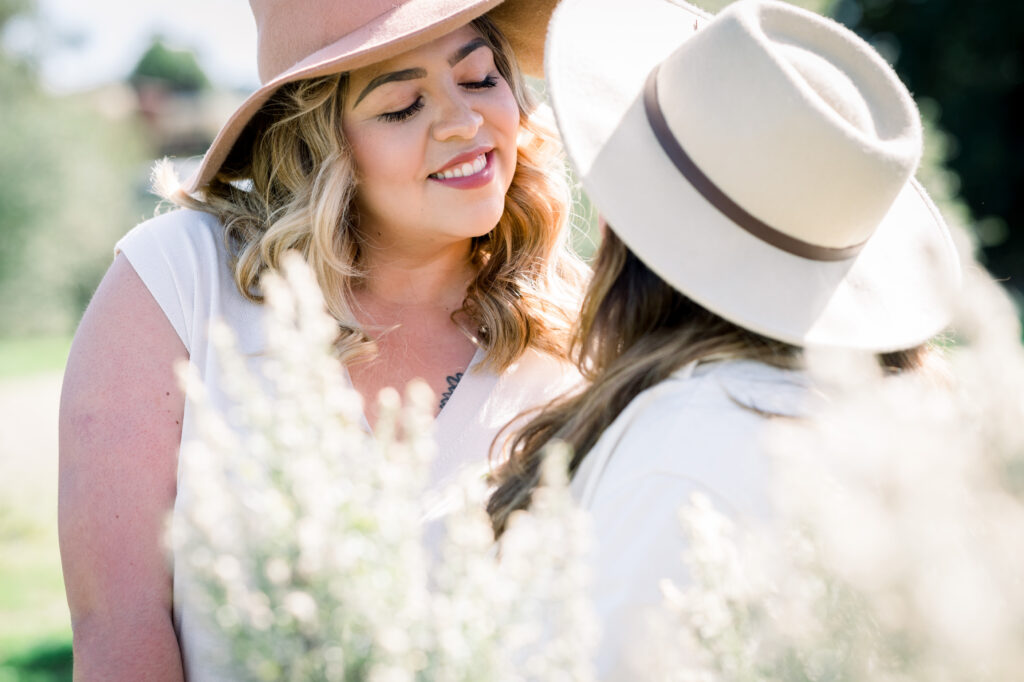 Two women flirting on picnic